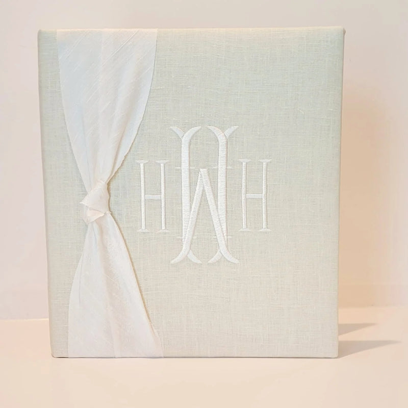 Personalized Baby Book - Linen Book w/ Silk Bow