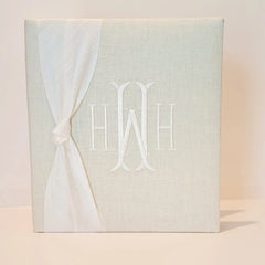 Personalized Baby Book - Linen Book w/ Silk Bow