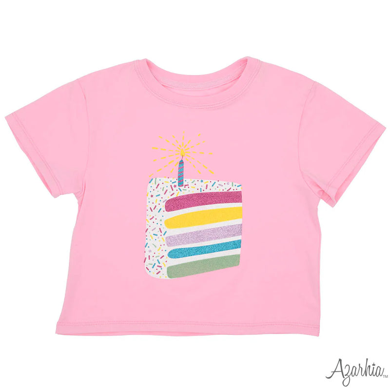 Birthday Cake on Pink Boxy Tee