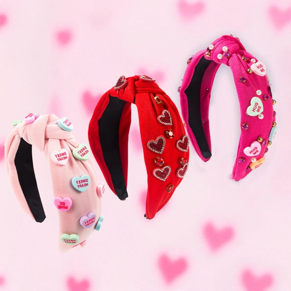 Knotted Headband - Magenta Candy Heart