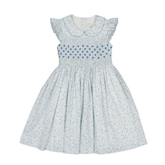 Cosmos Blue Floral Smocked Dress