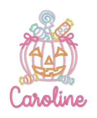 Personalized Halloween Girl's SS Ruffle Tee - White