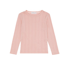 Pink Long Sleeve Pointelle Shirt