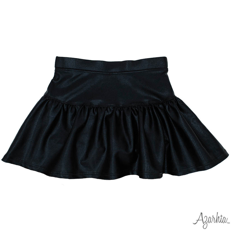 girls metallic black skort skirt by Azahria on a white background
