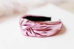 Pink Lame Knot Headband