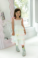 Rainbow Tiered Bow Dress