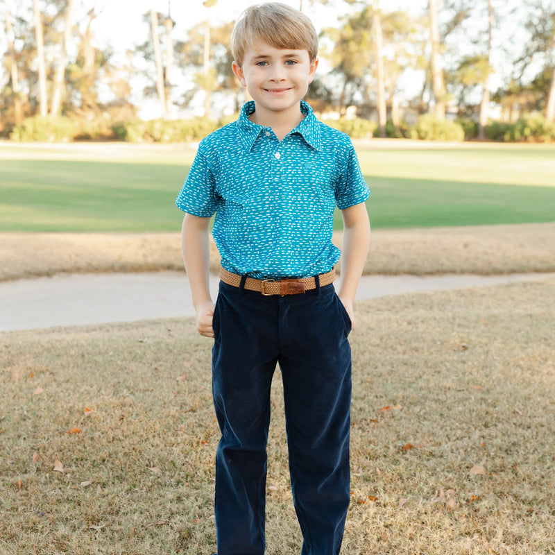 Lures on Blue Short Sleeve Performance Polo