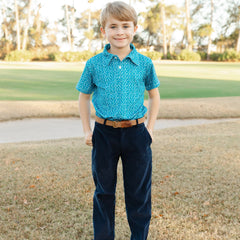 Lures on Blue Short Sleeve Performance Polo