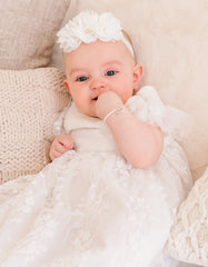 Silver Pearl Baby Baptism Bracelet