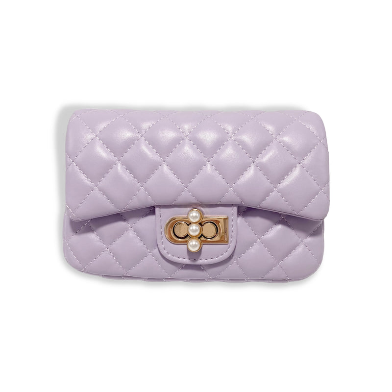 Purple Pearl Closure Quilted Purse - Small