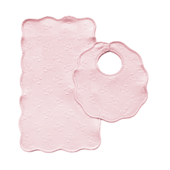 Bib & Burp Set - Pink Jacquard Bows