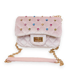 Velvet Quilted Purse - Pink