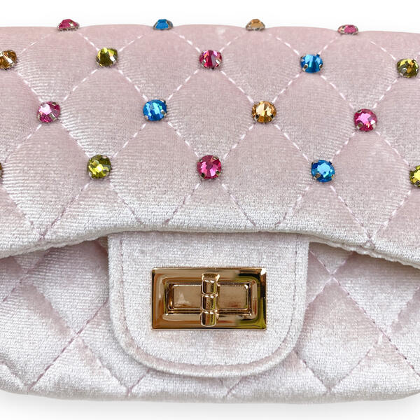 Velvet Quilted Purse - Pink