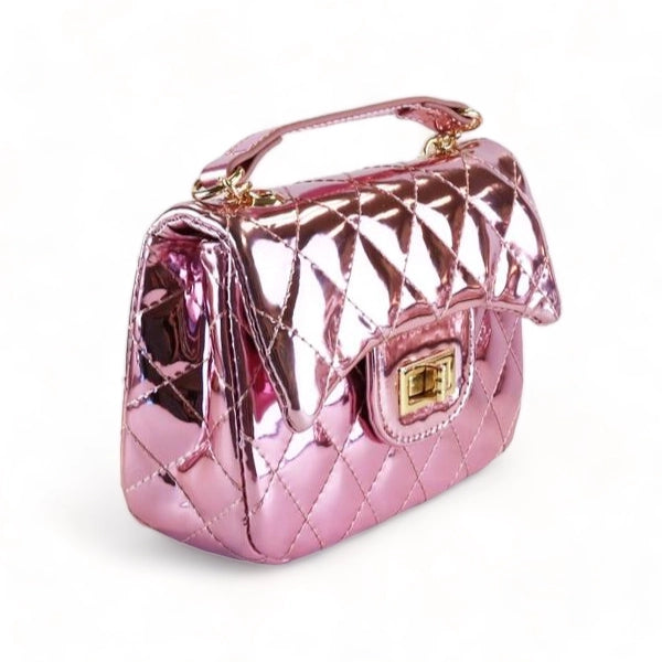 Metallic Quilted Purse - Pink