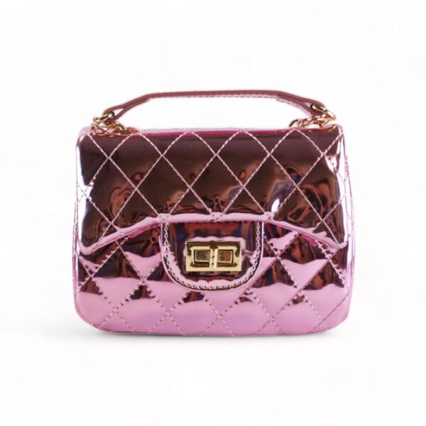 Metallic Quilted Purse - Pink