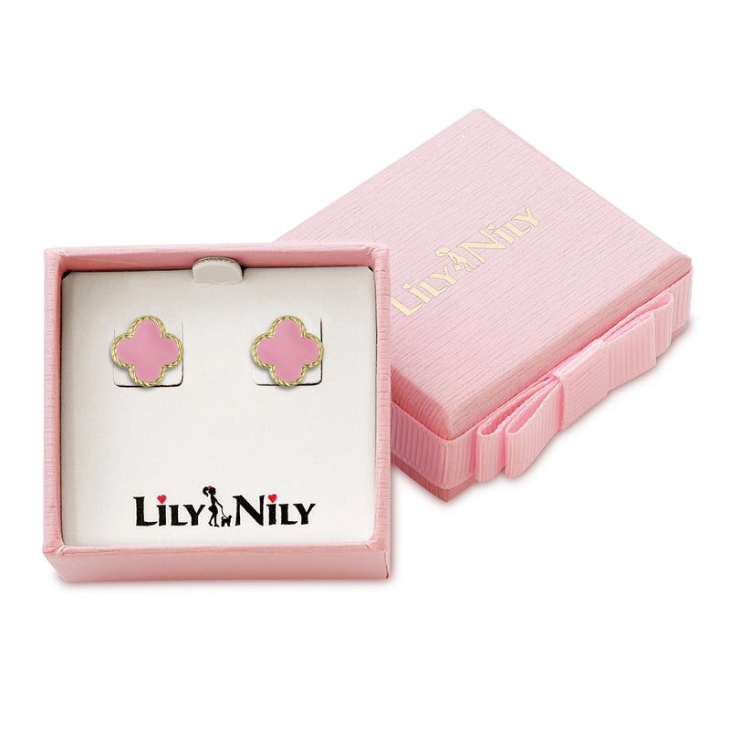 Pink Clover Stud Earrings