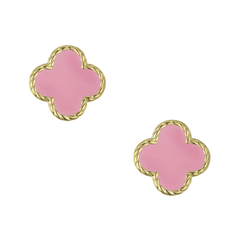 Pink Clover Stud Earrings