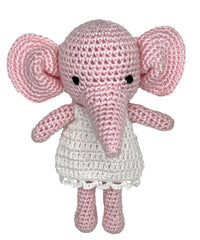 Elephant Bamboo Crochet Rattle - Pink