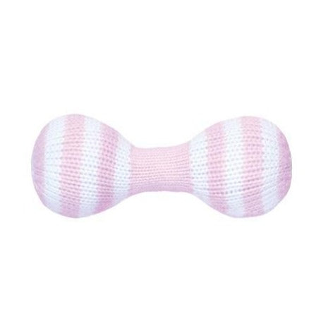 Pink Dumbbell Knit Rattle