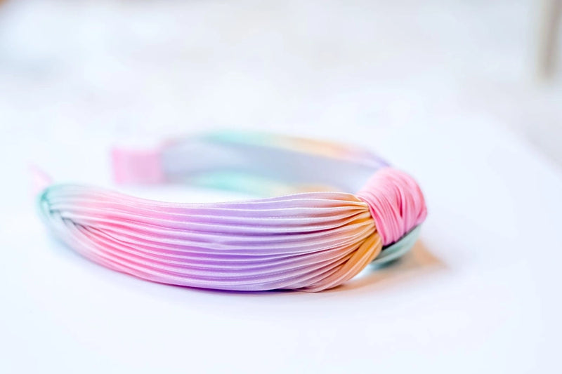 Rainbow Pleated Ombre Knot Headband