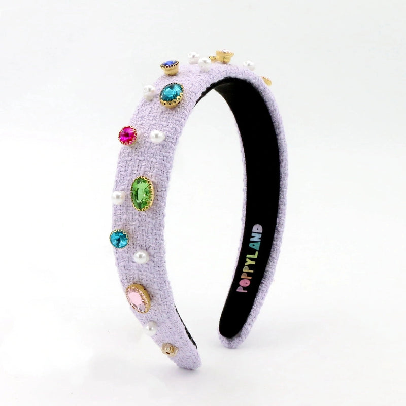 Light Purple Tweed Bejeweled Headband