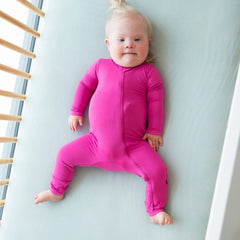 Zippered Romper - Raspberry