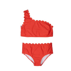 Red Scallop Two-Piece Swimsuit