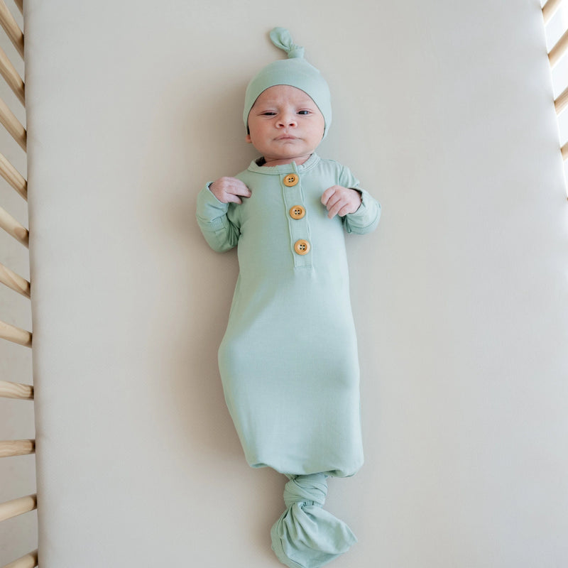 Knotted Gown Set - Sage