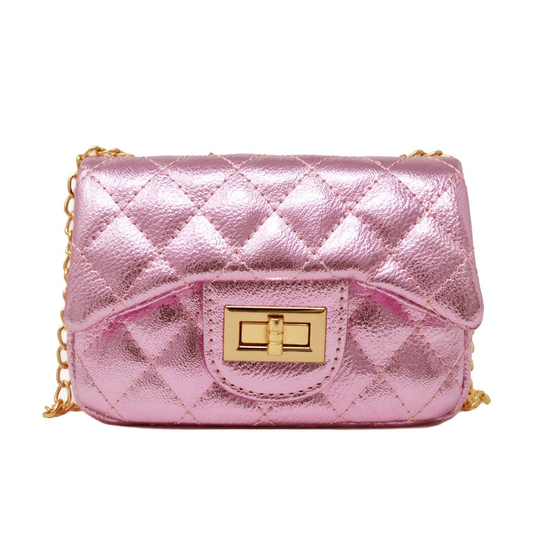 Pink Metallic Quilted Purse