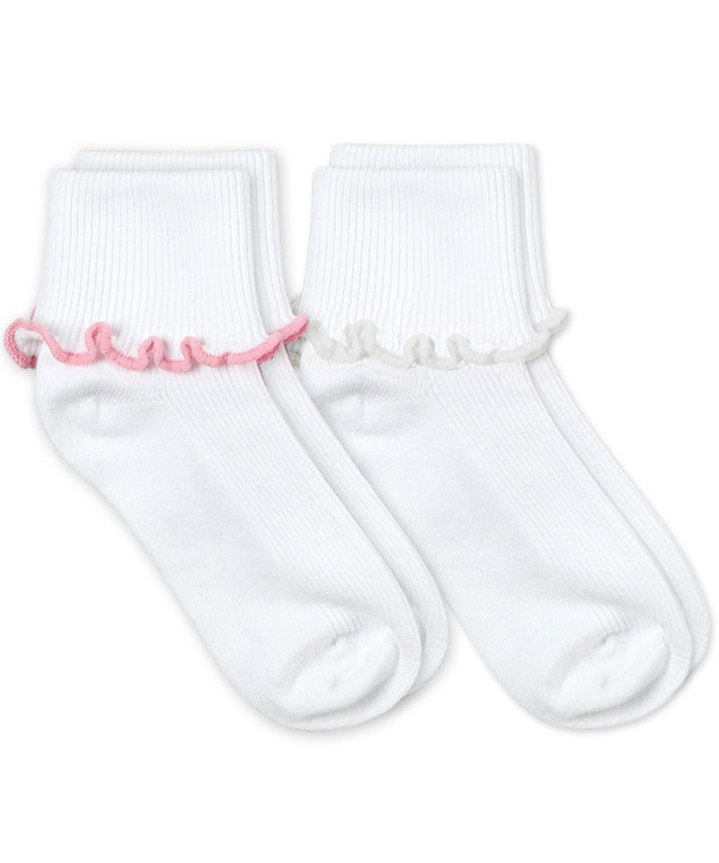 Ripple Edge Turn Cuff Socks - 2 Pair