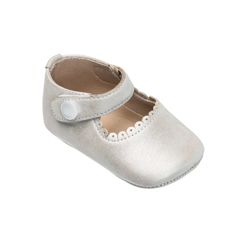 Presale Baby Mary Jane - Talc Metallic Suede