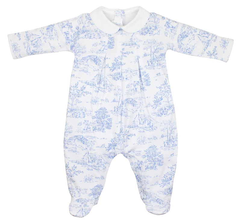 Blue Toile Footie