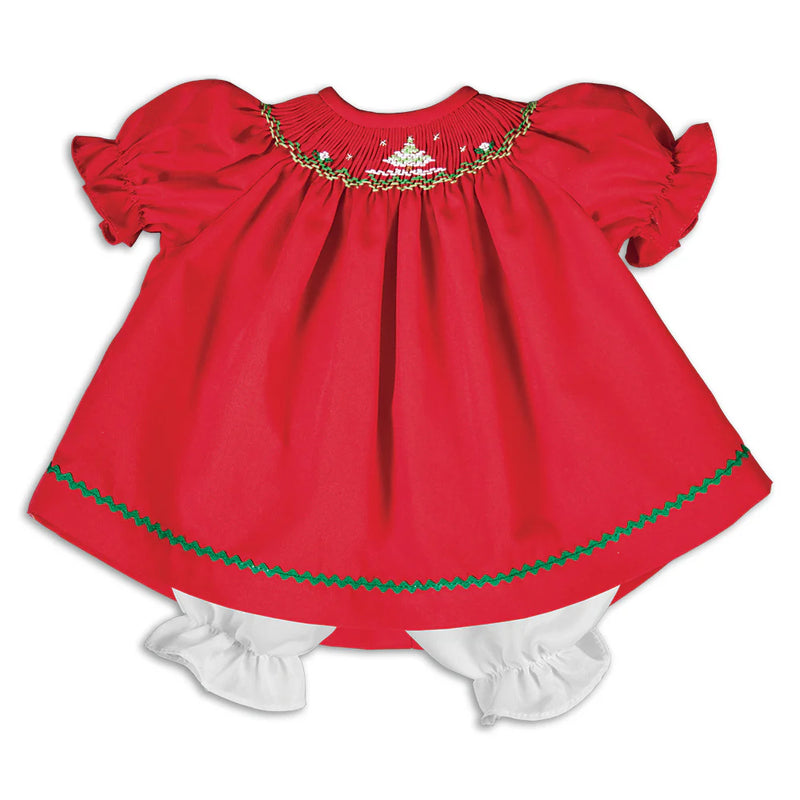 10" Doll Dress - Red Sparkling Christmas Tree