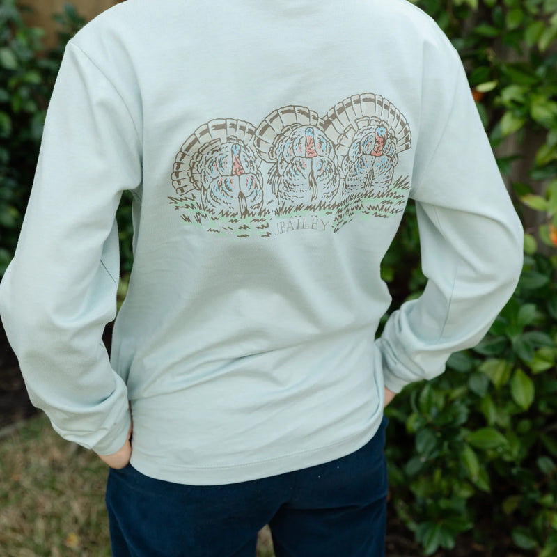 Turkey on Sage Long Sleeve Logo Tee