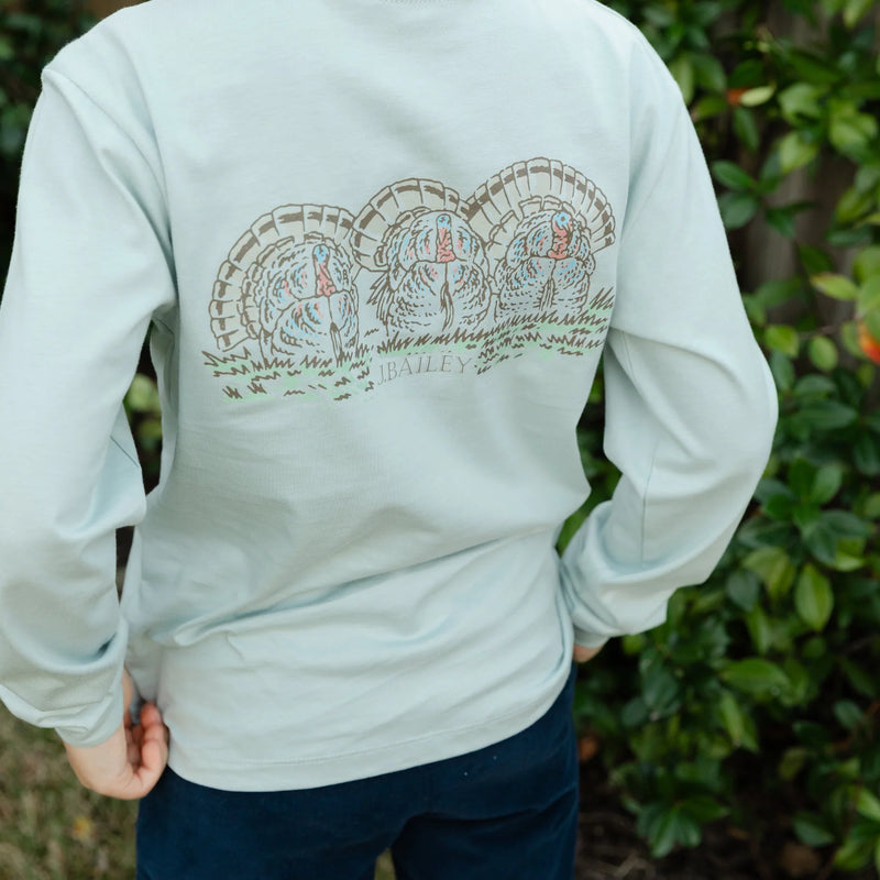 Turkey on Sage Long Sleeve Logo Tee