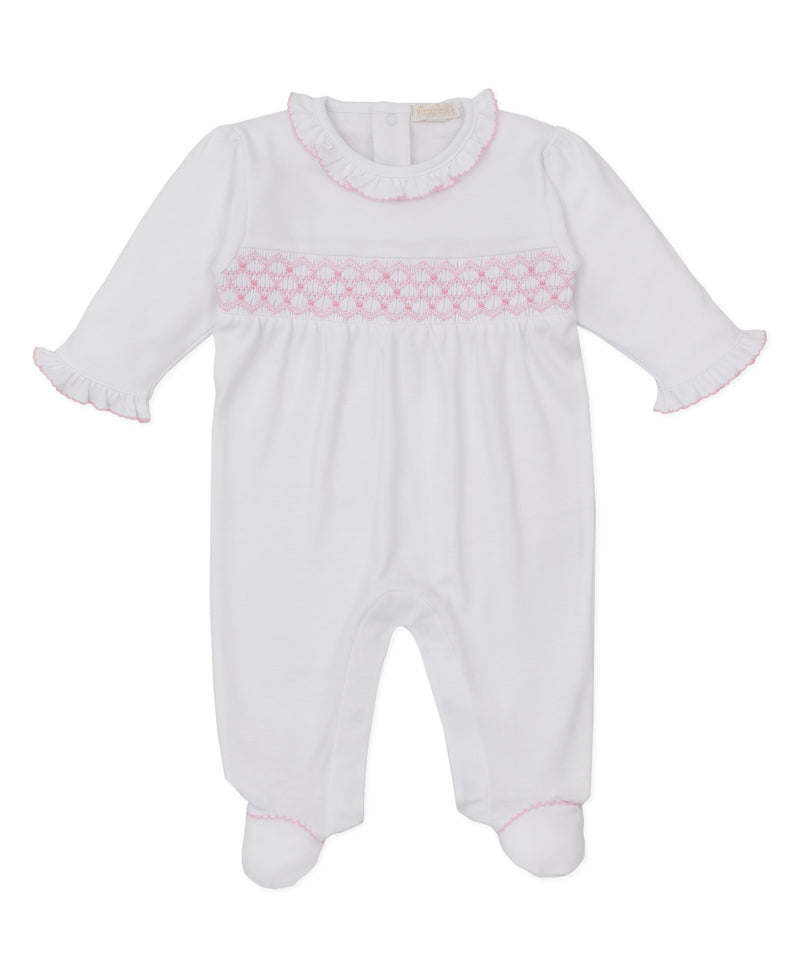 Pink & White Smocked Footie