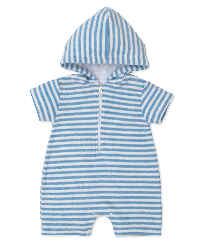 Terry Romper - Blue Stripes