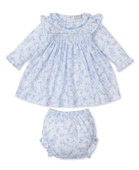 Blue & White Floral Dress Set