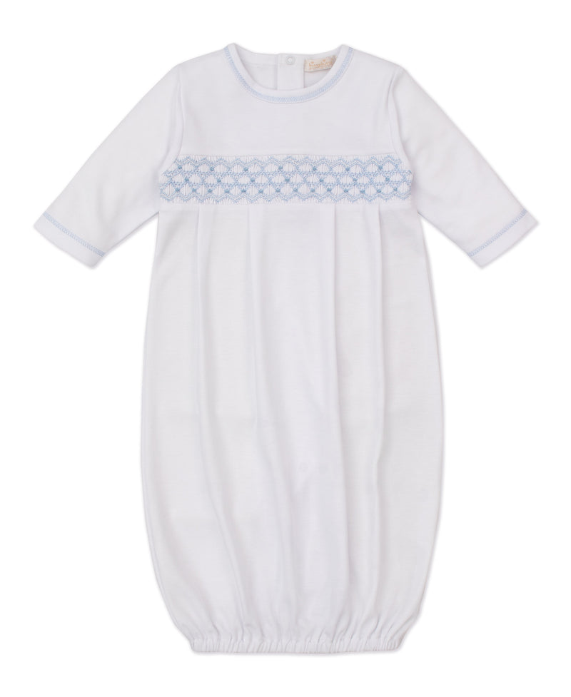 White & Blue Smocked Sack