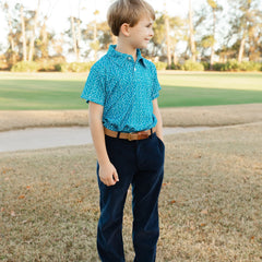 Lures on Blue Short Sleeve Performance Polo