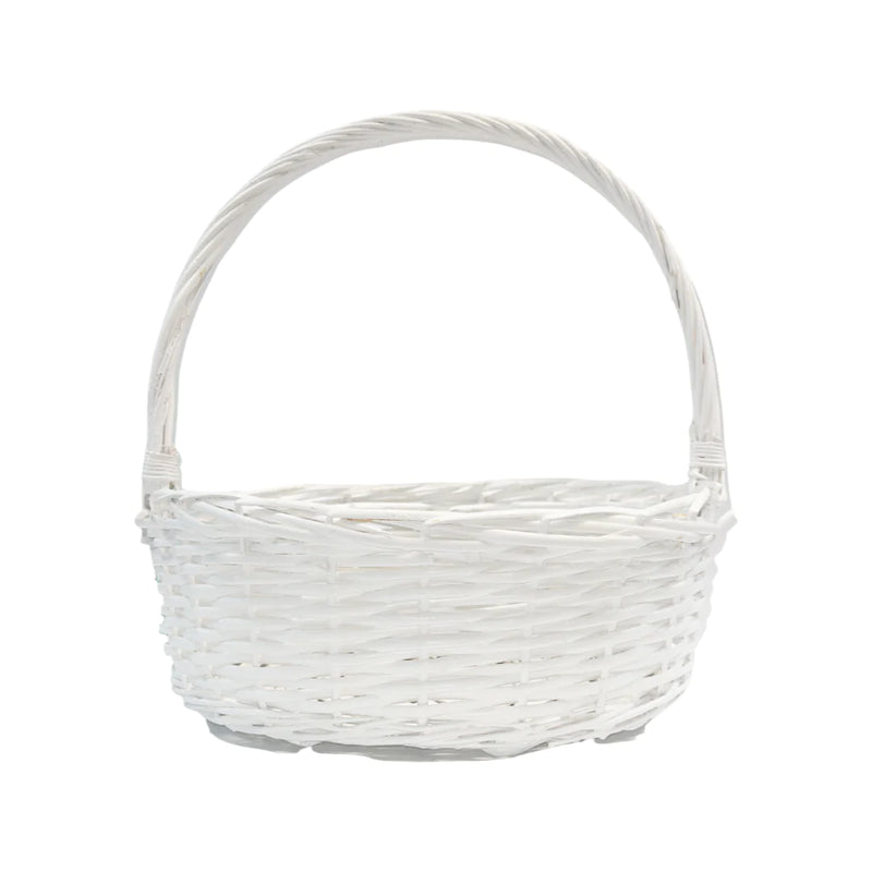 Round Willow Easter Basket - White