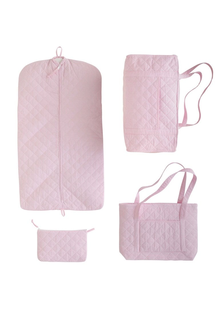 Pink Quilted Luggage Set