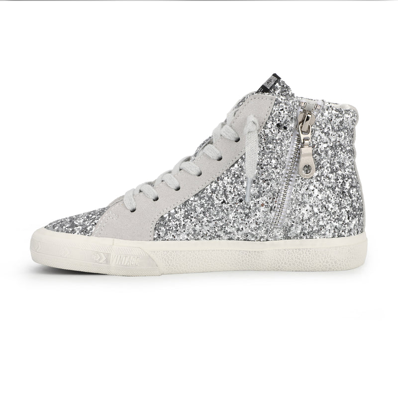 Silver Glitter High Top Sneaker