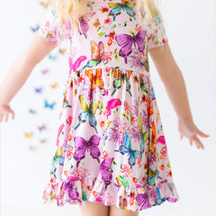 Watercolor Butterfly Twirl Dress