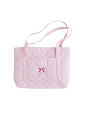 Pink Bow Quilted Luggage Set