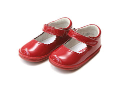 Cara Scalloped Mary Jane- Red Patent