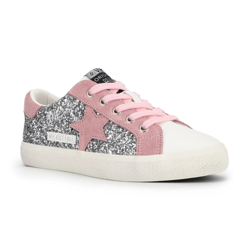 Mindy Silver Glitter Pink Star Sneaker