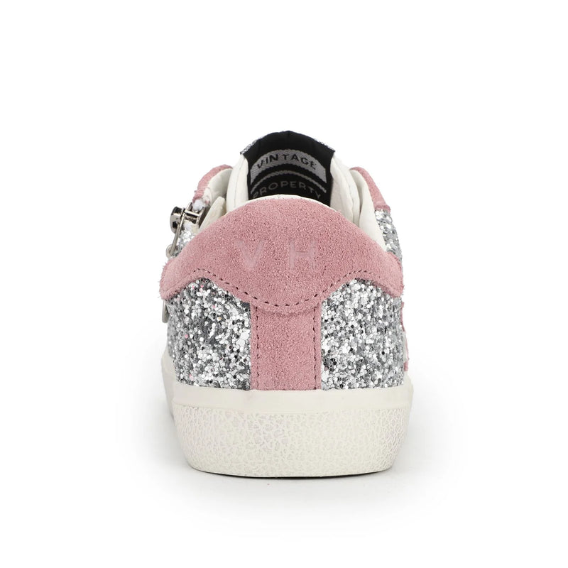 Mindy Silver Glitter Pink Star Sneaker